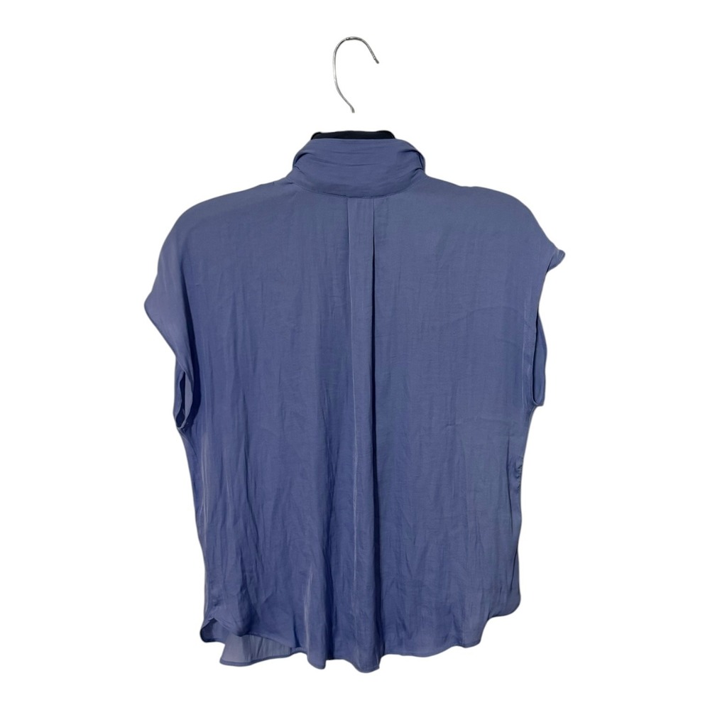Nine West Womens Periwinkle Blue Short Sleeve Button Down Blouse Top Size M - Picture 2 of 5